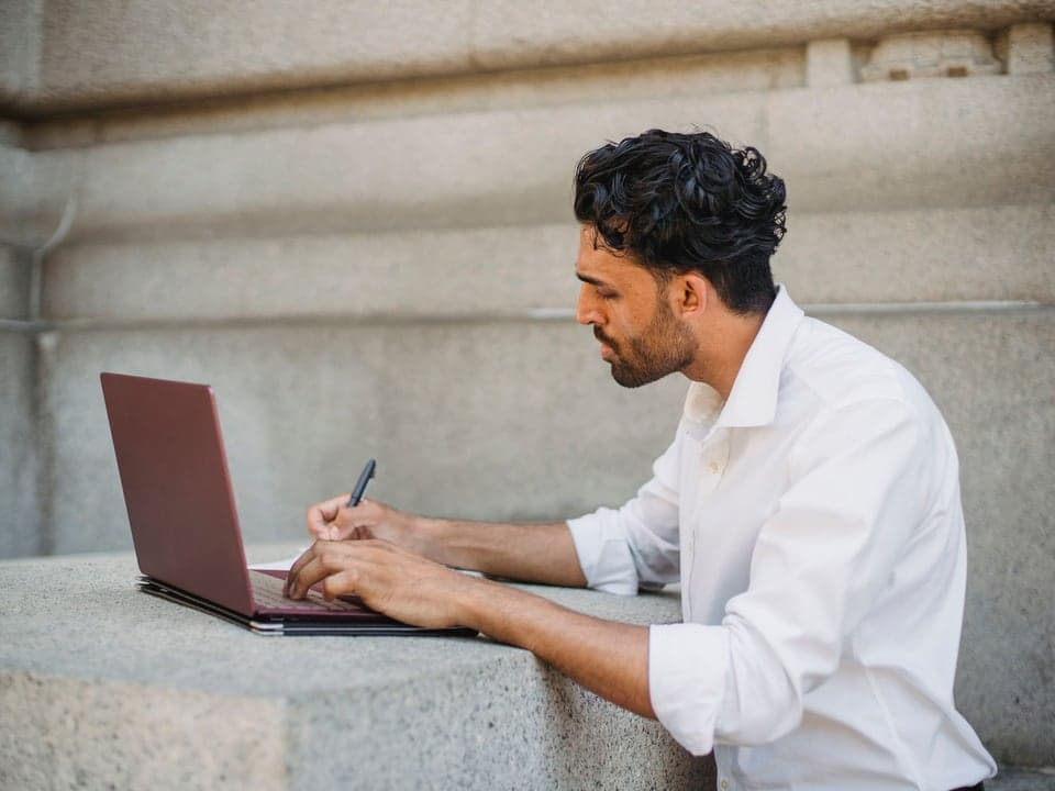 A freelancer working from a home office